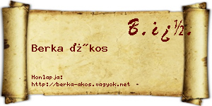 Berka Ákos névjegykártya